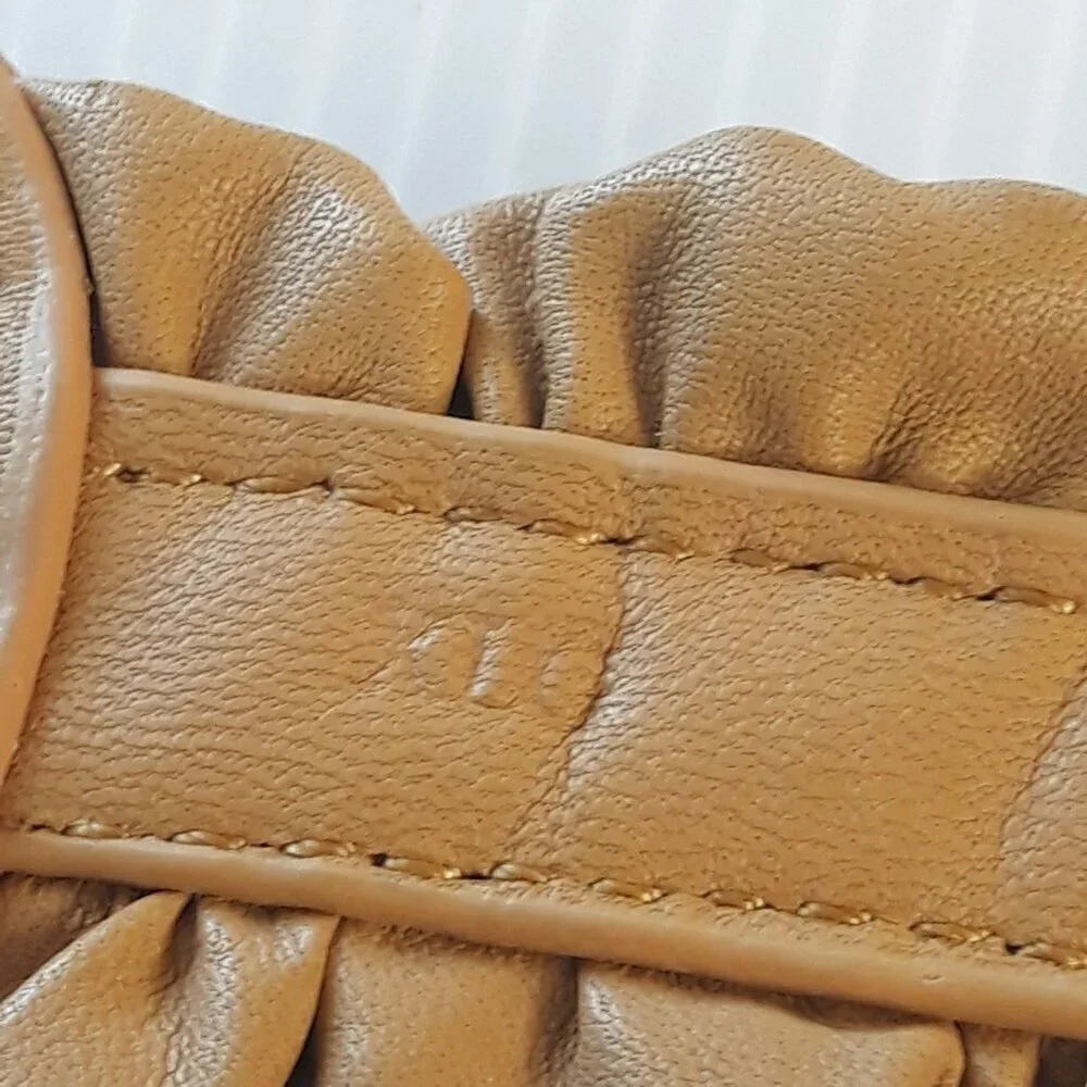 Coldwater Creek Leather Mustard Yellow Ruffle Belt XL Boho Festival Coquette